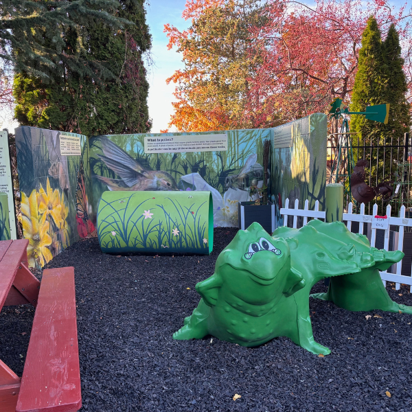 Mural and Tube painted with pollinating animals and caterpillar play set 