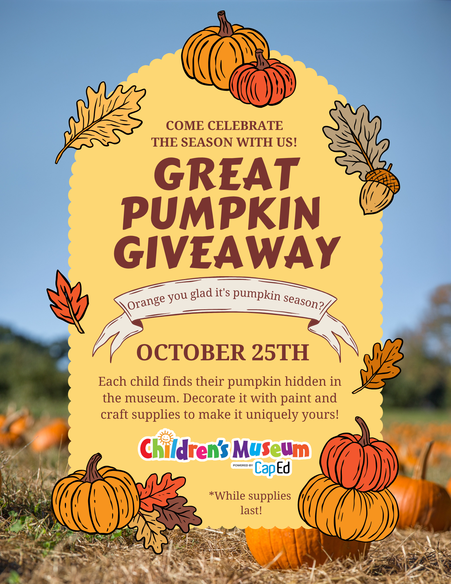 Pumpkin Giveaway October 25th