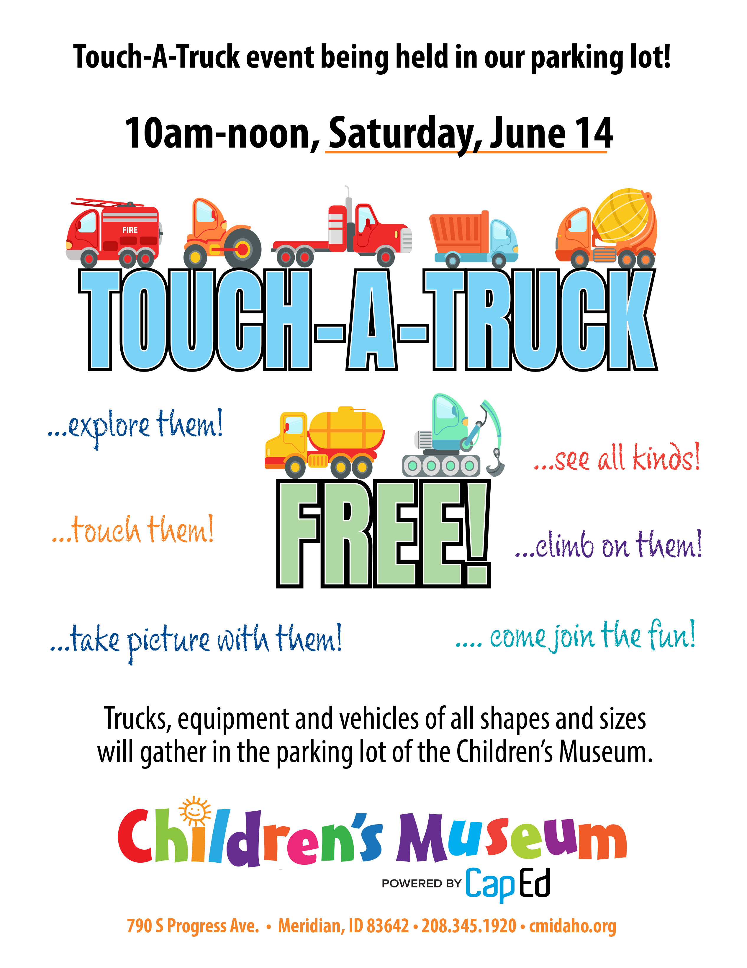 Touch A Truck Free Parking lot event June14th, 2025