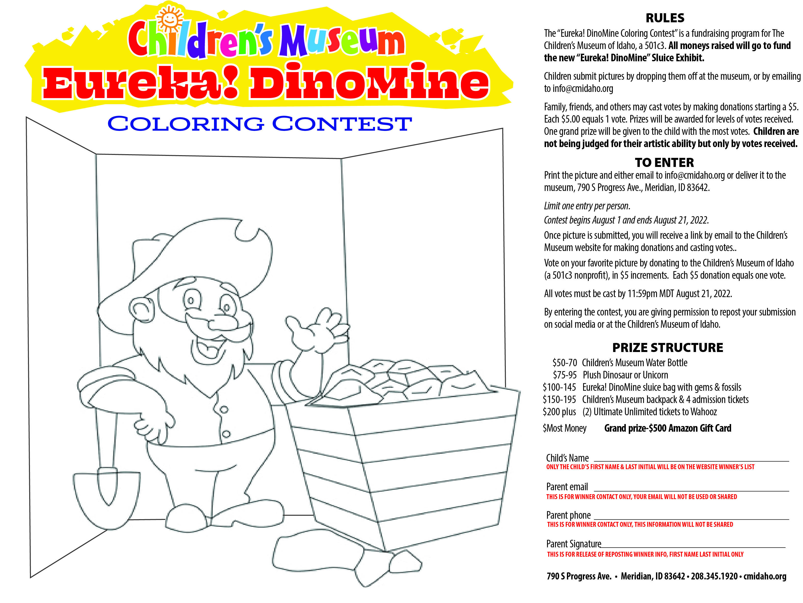 Eureka! DinoMine Coloring Contest